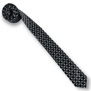 Black Tie Geek Space Invaders black and white polyester narrow tie